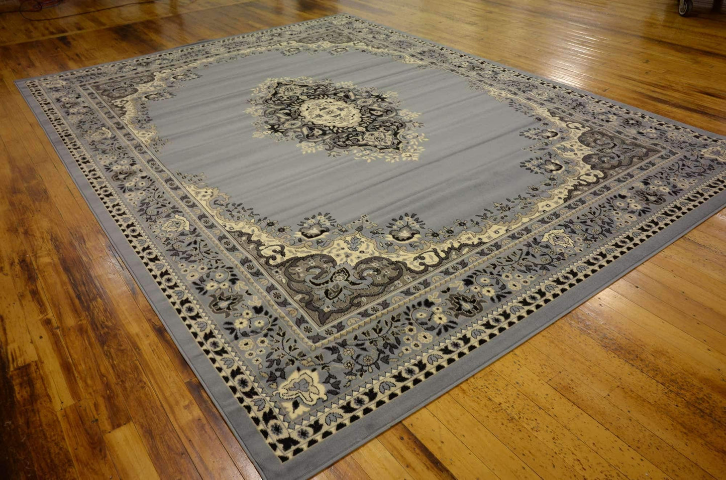 Unique Loom Reza Collection Traditional Persian Style Area Rug, 9 ft 10 in x 13 ft, Gray/Ivory