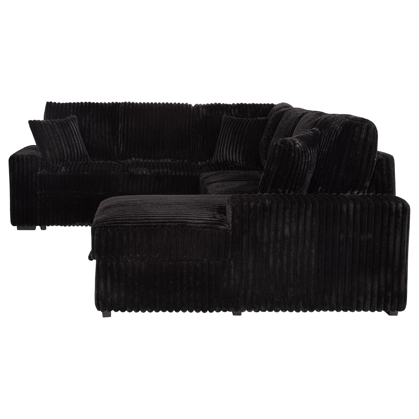 Coaster Home Furnishings - Devonshire - Sleeper Sectional Sofa with Pop-Up Sleep Surface, Storage Chaise, Three Accent Pillows and Pull-Out Bed - Living Room - Black - 511049