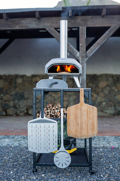 ooni Medium Modular Outdoor Table - 31x22x35 Inch Stainless Steel Pizza Oven Stand, Barbecue Cart, Outdoor Pizza Station