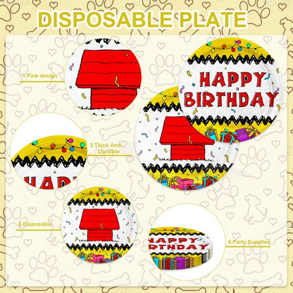40Pcs Cartoon Dog Red House Birthday Party Plates for 40 Guests Tableware Supplies Red House for Kids Baby Shower Birthday Party Decorations