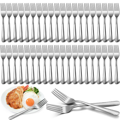 Yiyiring 50 Pieces Stainless Steel Forks Silverware Set 6.7 Inches Dinner Flatware Salad Forks Bulk Mirror Polished, Dishwasher Safe, Use for Home, Kitchen and Restaurant