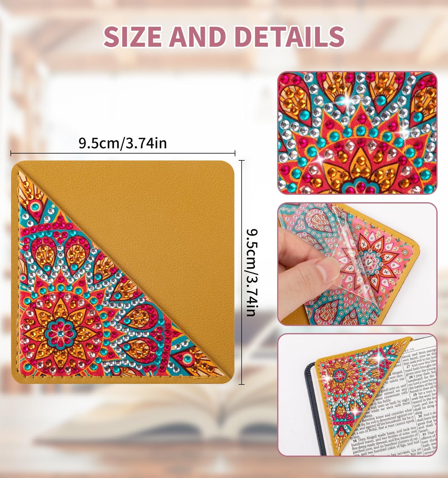8 PCS Diamond Art Bookmarks, Diamond Painting Bookmarks for Book Lovers 5D DIY Corner Bookmark Adults Crafts Diamond Art Kits for Adults Home Office Beginner Gift
