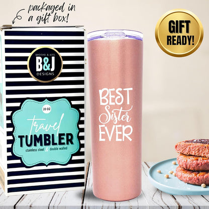 Coffee Sister Cup Tumbler - Cafe Travel Cup Gifts for Sisters & Brothers, Christmas, Birthday Present