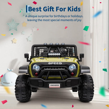 24V 2 Seater Kids Electric Truck with Parent Remote Control, 4WD Ride on Car for Toddlers & Kids 4-8, 100Min Battery, Dual Motor, All Terrain Electric Vehicle Gift for Boys Girls