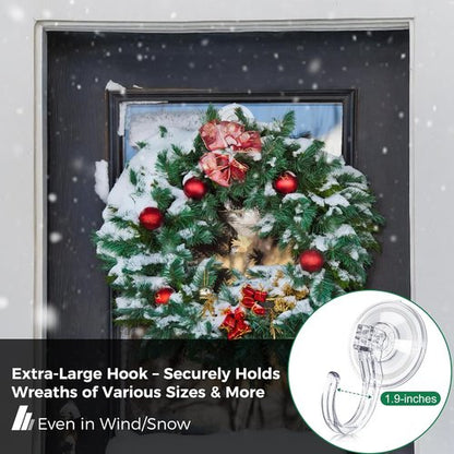 ANDGOO Large Suction Cup Hooks - Upgraded 1.9" Wreath Holders for Doors & Windows | No Tools, Holds 22 lbs