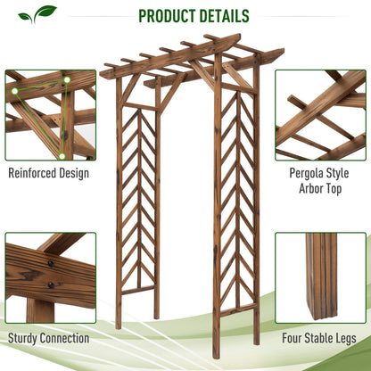 kidfeuyu 79in Wooden Garden Arbor Arch Trellis with Classic Countryside Style, Pergola Style Roof for Climbing Vines for Ceremony Party Weddings