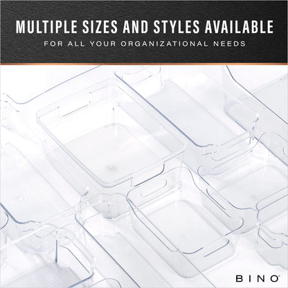 BINO | Plastic Storage Bins, Medium - 2 Pack | THE LUCID COLLECTION | Multi-Use Built-In Handles | BPA-Free | Clear Storage Containers | Fridge Organizer | Pantry & Home Organization