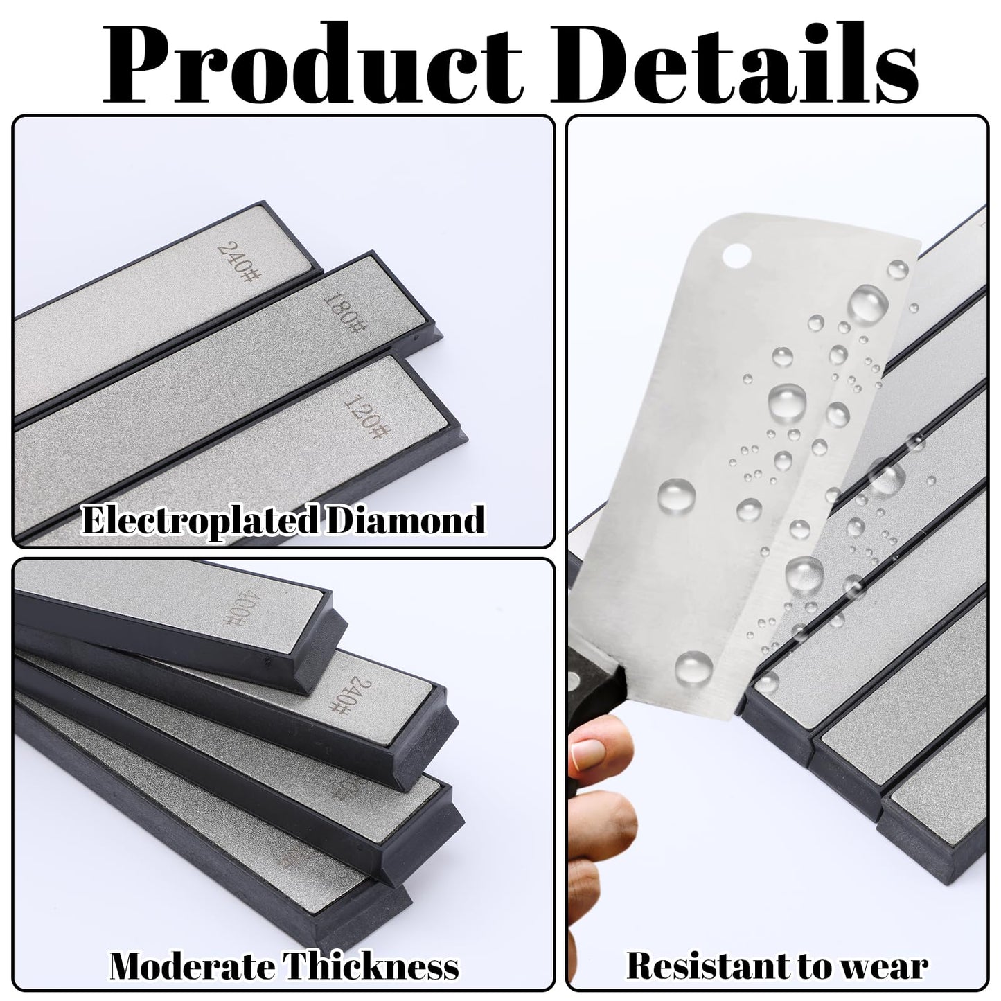 10 PCS Diamond Knife Sharpening Stones Set – 120# to 3000# Grit, Professional Whetstone Kit for Ruixin Sharpeners & Handheld Use – Non-Slip Base, Durable Diamond Plates for Kitchen & Outdoor Tools