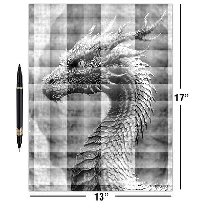 On The Dot Art - Painting Kit for Adults|Enchanted Dragon 13x17 Canvas w/Dual Tip Marker|Relaxing Activity Alternative to Diamond Painting|No Tiny Pcs No Mess Fantasy Mythical Creature Frameable Gift