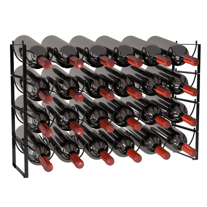 TONLEA 4 Tier Wine Rack - 3-in-1, Stackable, 24-Bottle Wine Storage Rack for Cabinet or Pantry (Dark Black, Version 3.0)