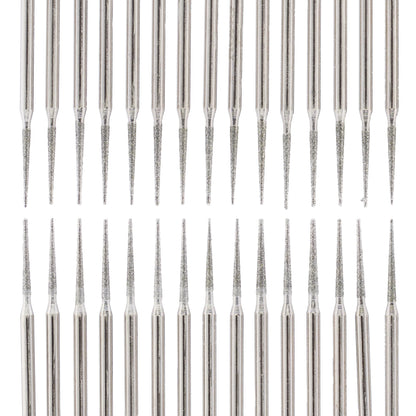 Diamond Tipped Rotary Tool Burr Bits, Tapered Grinder Burr 3/32inch Shank, Grinding Engraving for Stone Carving Tools Pack of 30Pcs