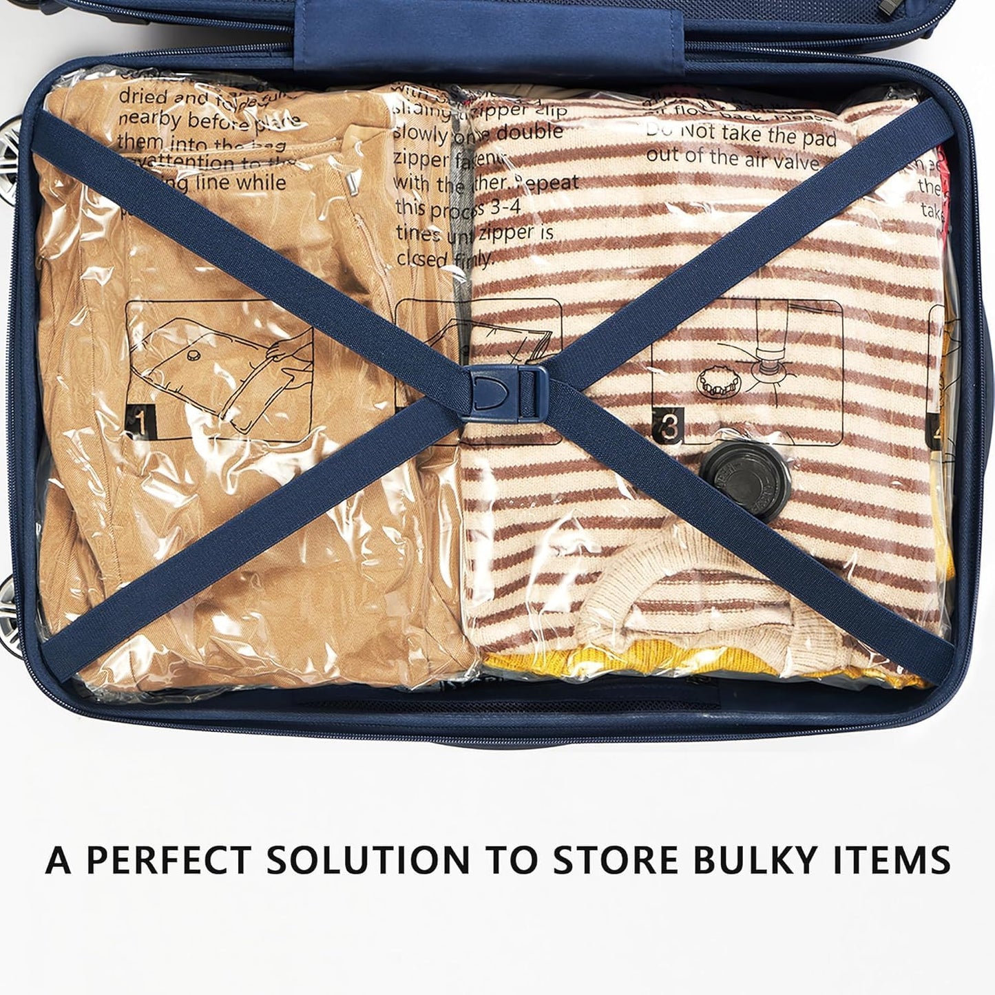 Vacuum Storage Bags, 4 Jumbo, 4 Large, Space Saver Bags with Travel Hand Pump for Clothes, Bedding, Pillows, Comforters