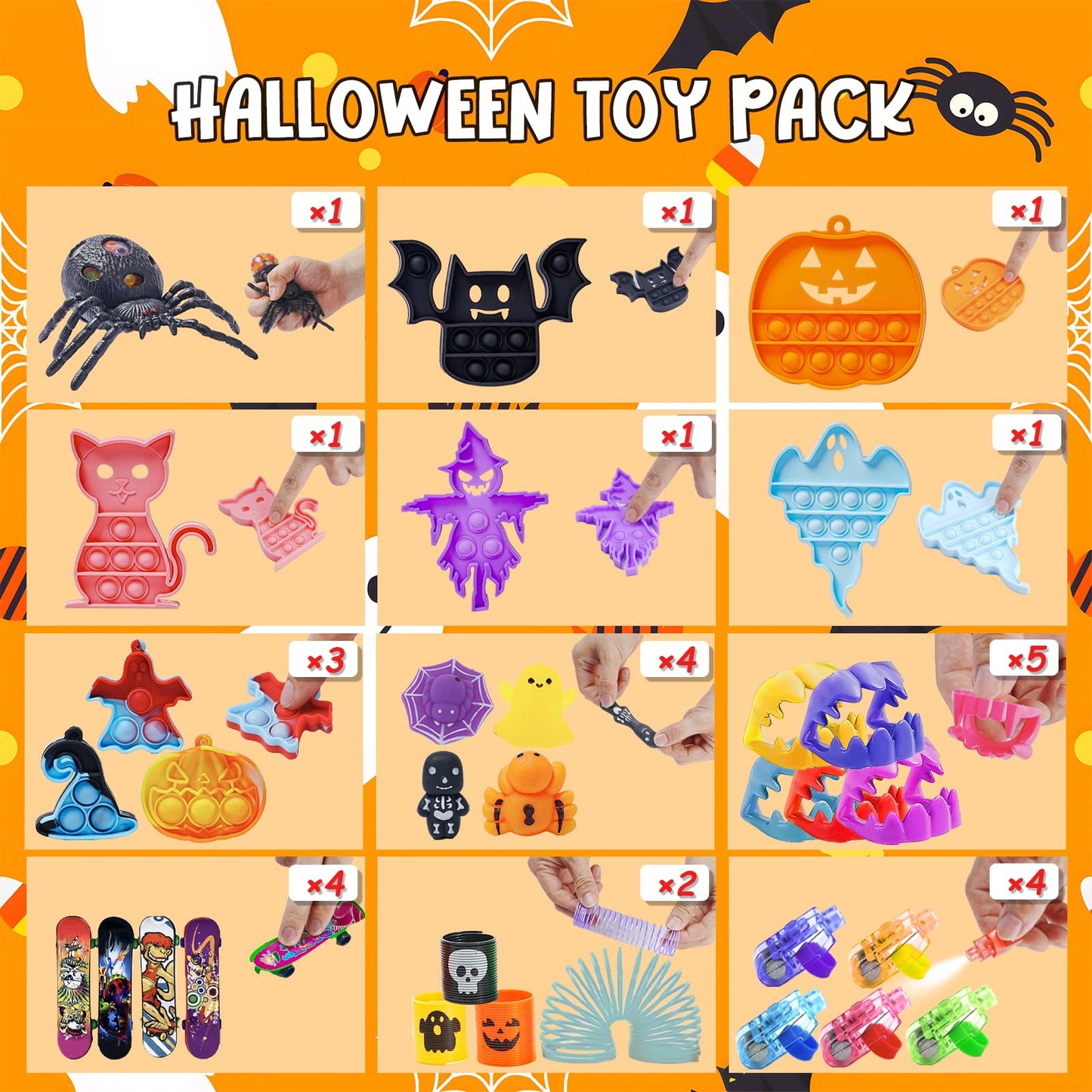 650Pcs Halloween Party Favors for Kids, Bulk Fidget Toys for Party Supplies, Halloween Treats Non Candy School Classroom Carnival Prizes, Treasure Box Toy Chest, Halloween Gifts, Goodie Bag Stuffers