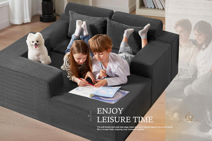 HABUTWAY Sectional Couches for Living Room,No Assembly L Shaped Couch 105" Modular Sectional Sofa Couch with Deep Seat,Cloud Couches Furniture Sets for Apartment,Corduroy (Dark Grey, Left Facing)