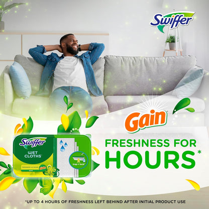 Swiffer Sweep + Mop Wet Pads Refill - All-Purpose Floor Cleaner for Dirt & Dust | Fresh Gain Scent, 36ct