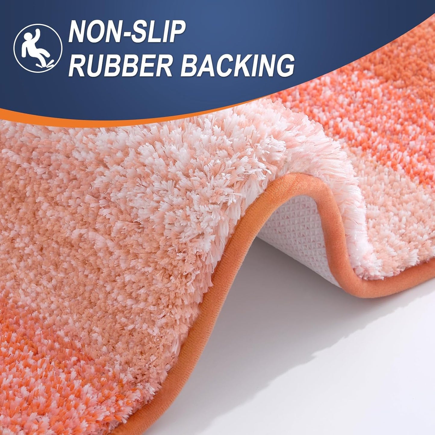 OLANLY Large Bathroom Rugs - Extra Soft Microfiber Mat 50x30 | Quick Dry, Rubber Backing, Coral Color