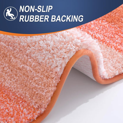 OLANLY Large Bathroom Rugs - Extra Soft Microfiber Mat 50x30 | Quick Dry, Rubber Backing, Coral Color