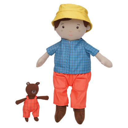 Manhattan Toy Playdate Friends Alex Machine Washable and Dryer Safe 14 Inch Doll with Mini Bear Stuffed Animal