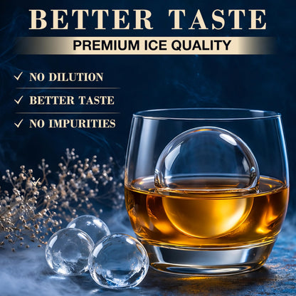 Clear Ice Ball Maker with Bonus Freezer Bag | 8 Large 2" Crystal Clear Ice Spheres | Premium Hard Shell Directional Freezing Mold | Slow‑Melt Ice Balls by CUBARO