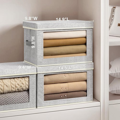Homsorout Fabric Storage Bins - 3-Pack Foldable Storage Cubes with Lids for Home & Office Organization