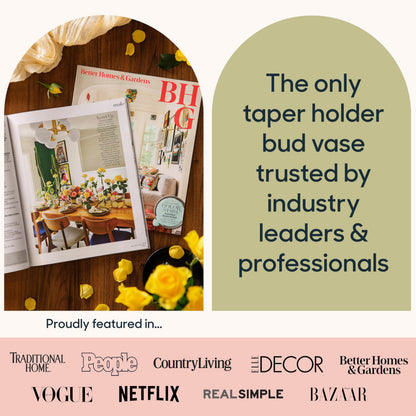 Base Vase (3-Pack) - The Bud Vase that Fits in Taper Candle Holders | Create Floral Arrangements for Tablescapes, Centerpieces, Weddings and Home Decor