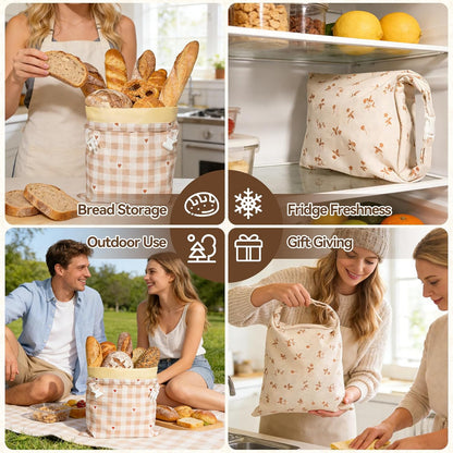 2 Beeswax Bread Bags for Sourdough, pcs Reusable Beeswax Bread Bags for Homemade Sourdough, XL Cotton and Linen Food