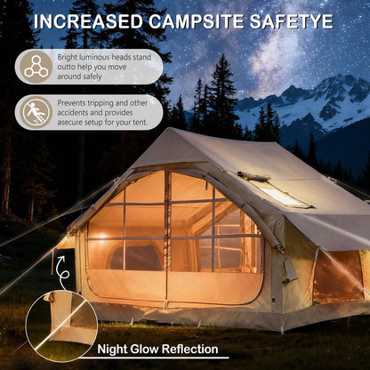 Blow Up Tent with Skylight and Stove Jack,4-6 Person Inflatable Camping Hot Tent with Pump,Easy Setup Family Camping Tent 4 Season Waterproof Outdoor Tents,Beige