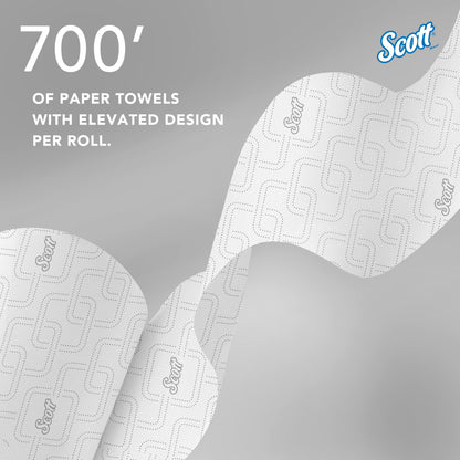 Scott Professional Pro High-Capacity Hard Roll Paper Towels, Bulk (53925), Hardwound, Elevated Design, Absorbency Pockets, for ScottBrand Blue Core Dispensers (6 Rolls at 700' Each, 4,200'/Case)