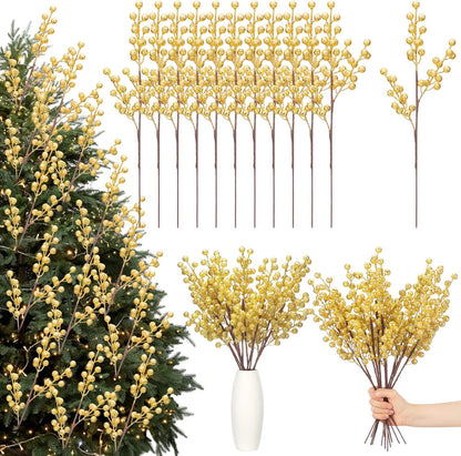 12 16 Inch Norme Pcs Glitter Gold Christmas Tree Decoration Gold Christmas Tree Picks Floral Ornaments DIY Artificial