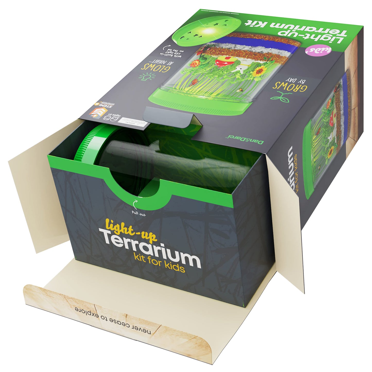 Dan&Darci Light-Up Terrarium Kit for Kids - STEM Science Kit - Educational DIY Toy for Boys & Girls - Birthday Gift - Craft Project Idea for Ages 6 7 8 9 10 11 12 Year Old - Craft for Boys