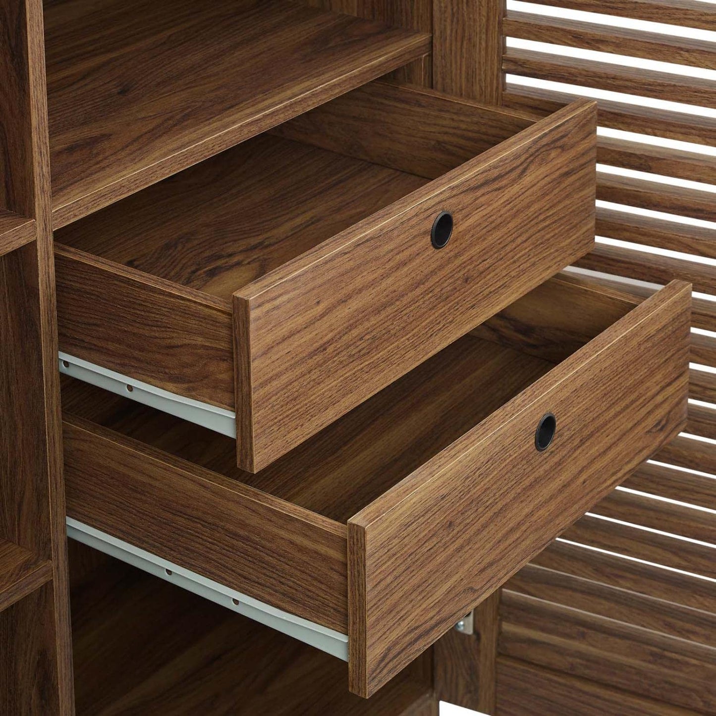 Modway Render Mid-Century Modern Wine Rack Storage, Bar Cabinet, Walnut