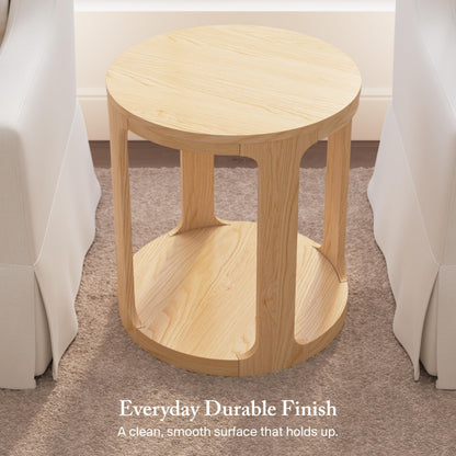 Bush Home Vera Small Round End Table, Living Room Furniture, Vera Collection, Natural White Oak
