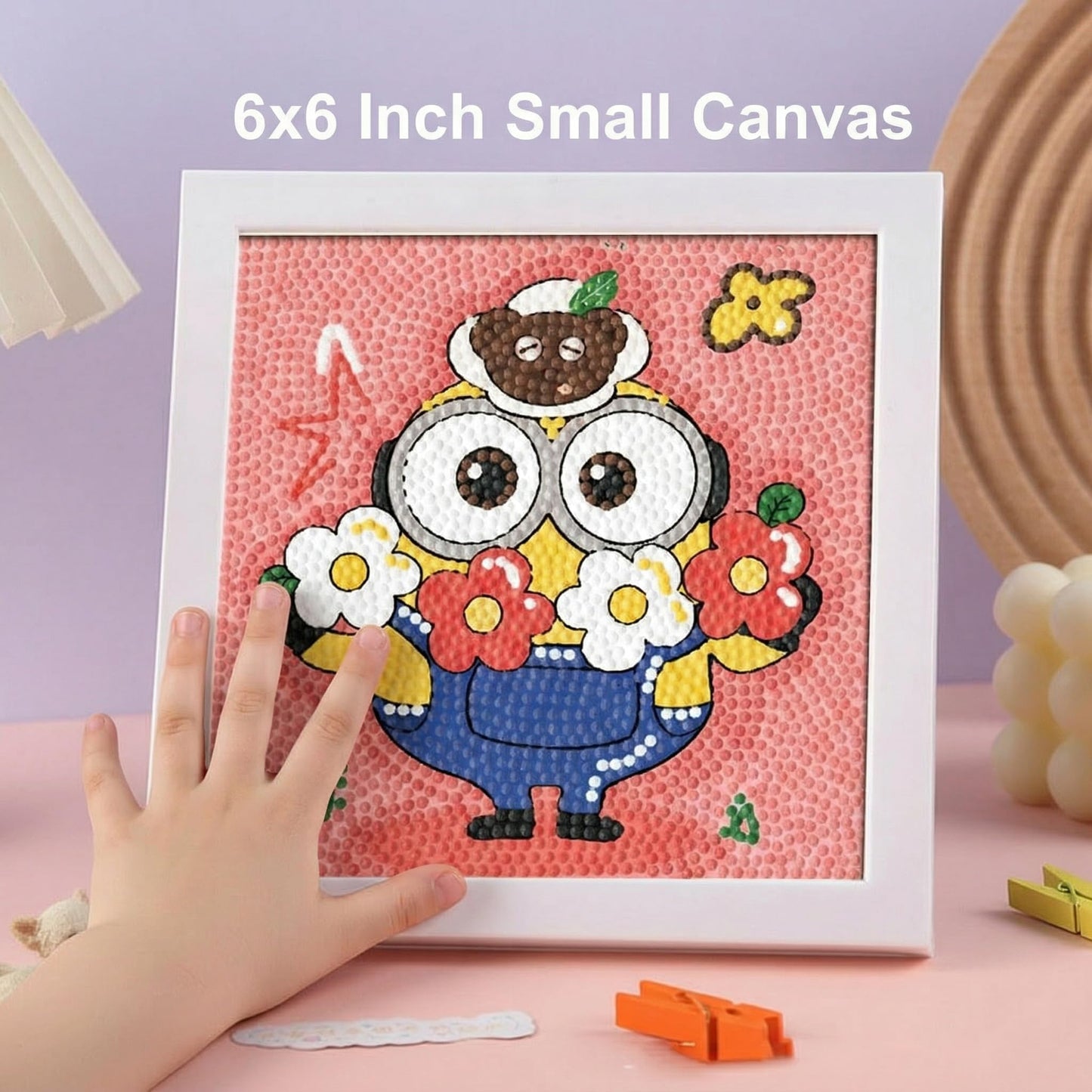 FLAZZIRFY Diamond Painting Kits with Frame for Kids Ages 6–12, 6 Pack Anime 5D DIY Diamond Art Kits, Easy Beginner Arts & Crafts Set, 6×6 Inch Canvas, Safe for Kids & Family Craft Gift