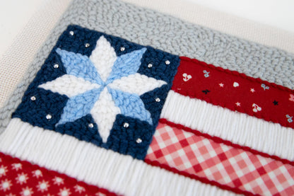 Kimberbell Stars & Stripes Forever Punch Needle Kit – Complete Patriotic Craft Set with Tool, Yarn, Hoop, Monks Cloth, Appliqués & Rhinestones – DIY Punch Needle Plus Kit with Video Tutorials
