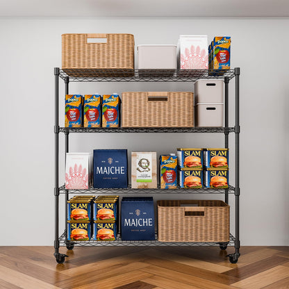 NULTRUMA Storage Shelves, Heavy Duty 4 Tier Storage Metal Shelves with Wheels, 2500LBS Capacity Adjustable Metal Wire Shelving Unit for Garage, Pantry, Kitchen, Closet, Commercial & Industrial Use