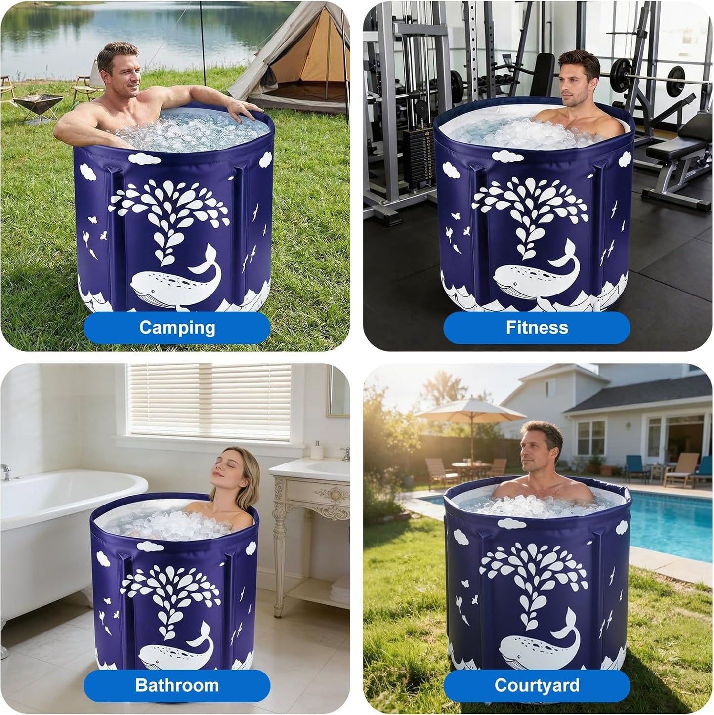 27inch) STARBRILLIANT Portable Foldable Bathtub, Collapsible Adult Travel Bath Tub for Camping, Home & Spa