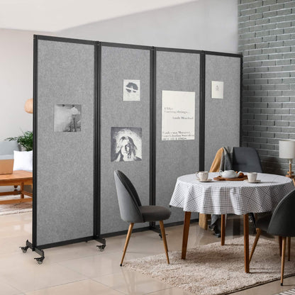 Strongbird Room Partition,Office Divider,Portable Commercial Screen Dividers,Privacy Partition Separator,Classroom School Dividers,6'4"L* 6'7"H,3 Panel,Light Grey