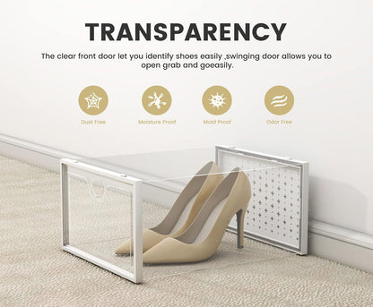Pinkpum XXL Shoe Storage Boxes - Clear Plastic Stackable Organizer for Size 14 Sneakers | 12 Pack