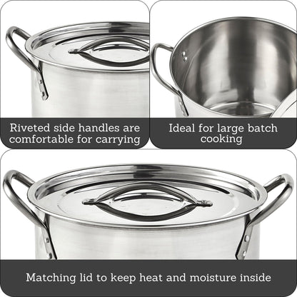 IMUSA 16Qt Stainless Steel Stock Pot with Lid, Large Cooking Pot for Soups, Boiling Seafood, Pasta, Stews, and Family Meals