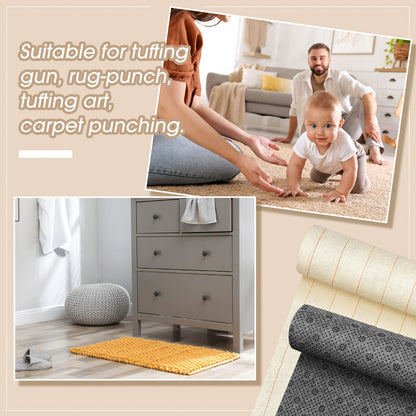 Tudomro 12 Pcs 79'' X 59" Large Tufting Cloth for Rugs and 71'' X 39" Non Slip Final Backing Tuft Fabric Monks Cloth for Tufting Needle DIY Rug Making, Contains Cleaning Brush and Glue Scraper