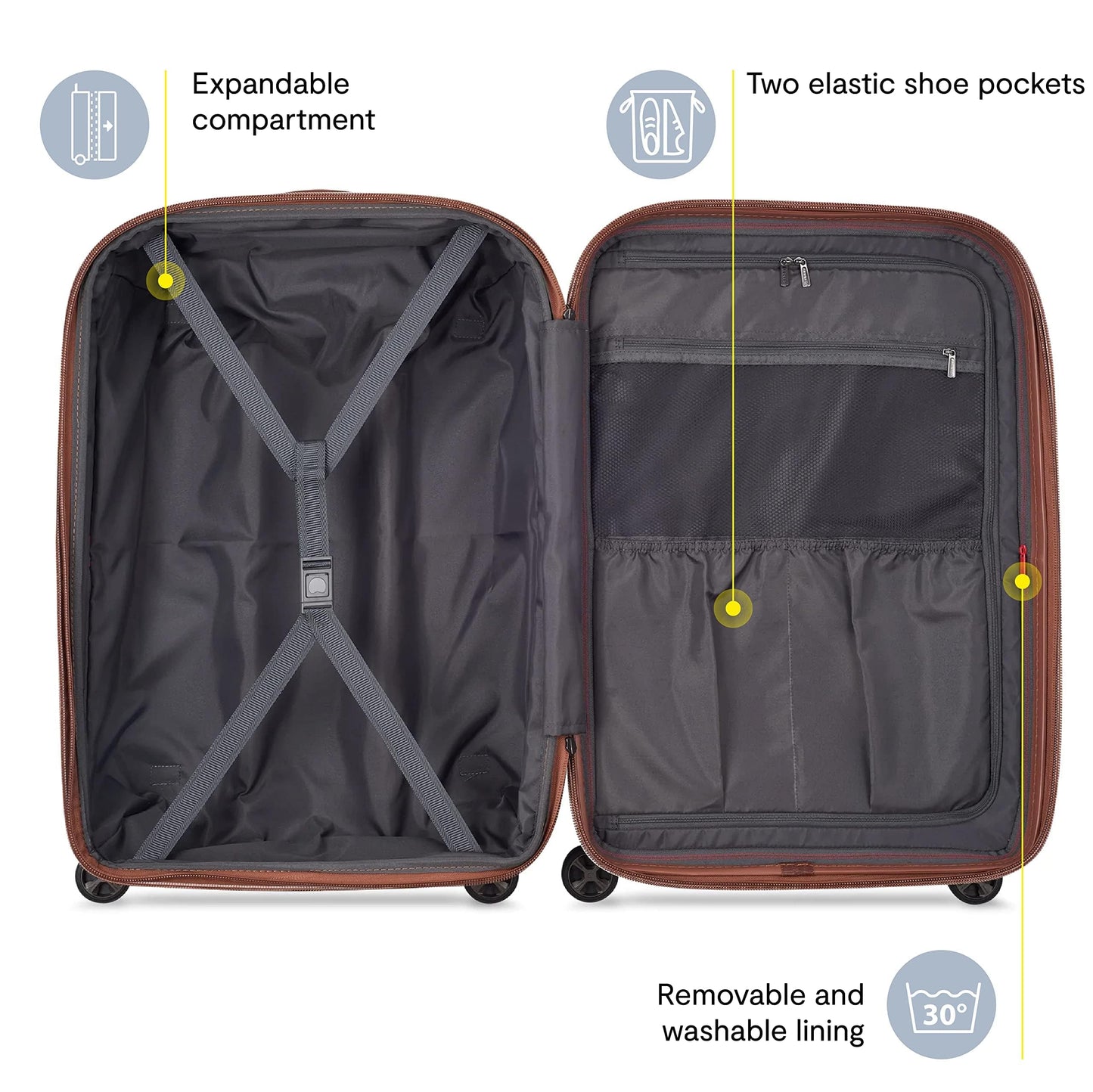 DELSEY PARIS Carrousel Hardside Expandable Luggage with Spinner Wheels, Navy, Checked-Large 28 Inch