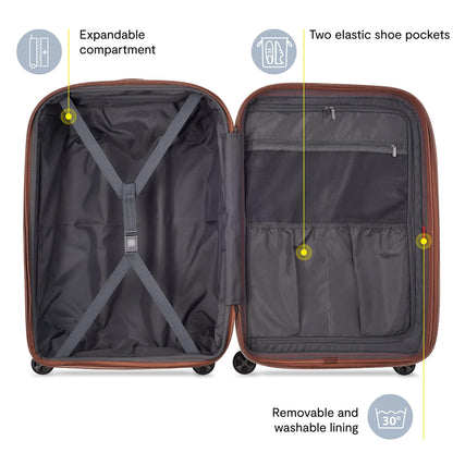 DELSEY PARIS Carrousel Hardside Expandable Luggage with Spinner Wheels, Navy, Checked-Large 28 Inch