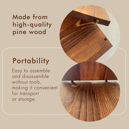 Living By Design LONDON 4-Tier Ultra Wide Wooden Display Stand, Wood Riser for Table Display, No Tools Required, Easy to Assemble, Durable Wood Stands for Dessert Table & Home Deco