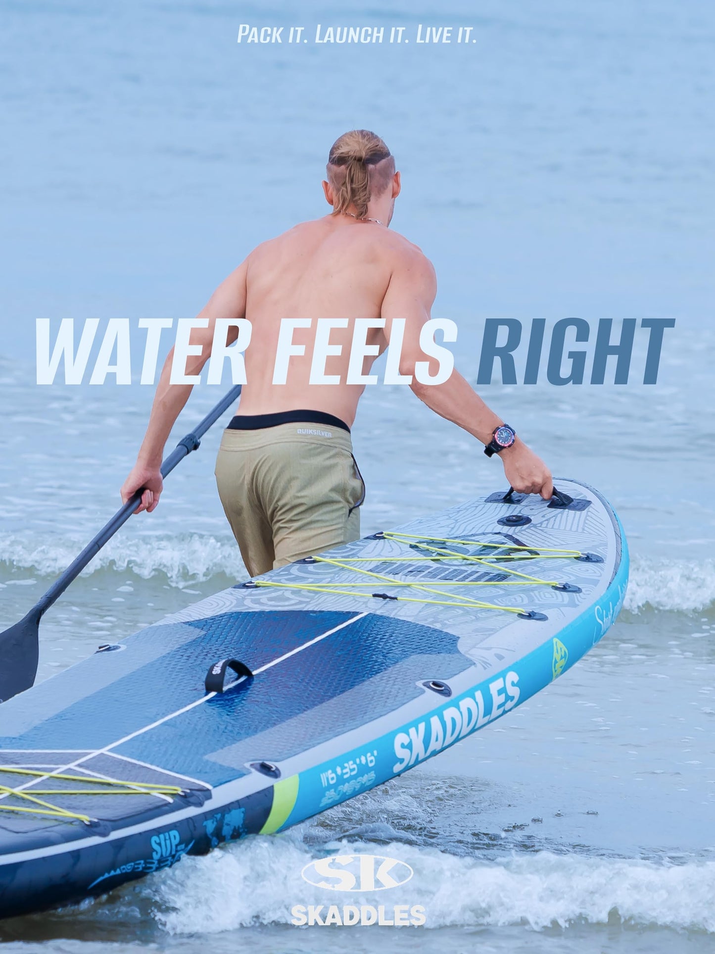 SKADDLES 11’6 × 35" Inflatable SUP–Super Wide, Stable Stand Up Paddle Board for Adults, Youth, Family & Pets, High Weight Capacity, Non-Slip EVA Deck, Premium Accessories (FLASHLINE · Ghost Shad)