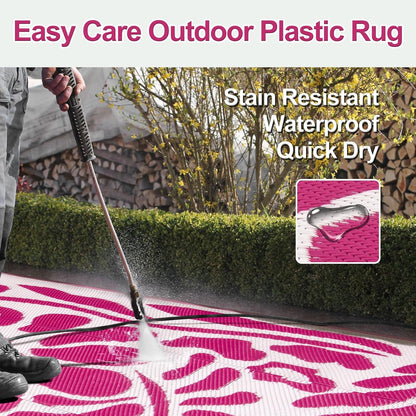 Wonnitar Outdoor Rug 6x9, Waterproof RV Camping Rug, Reversible Plastic Straw Mat for Garden, Beach, and Camp