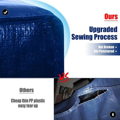 Cosy Family Extra Large Moving Bags - Heavy Duty Storage Totes with Backpack Straps & Strong Handles | Set of 4, Blue