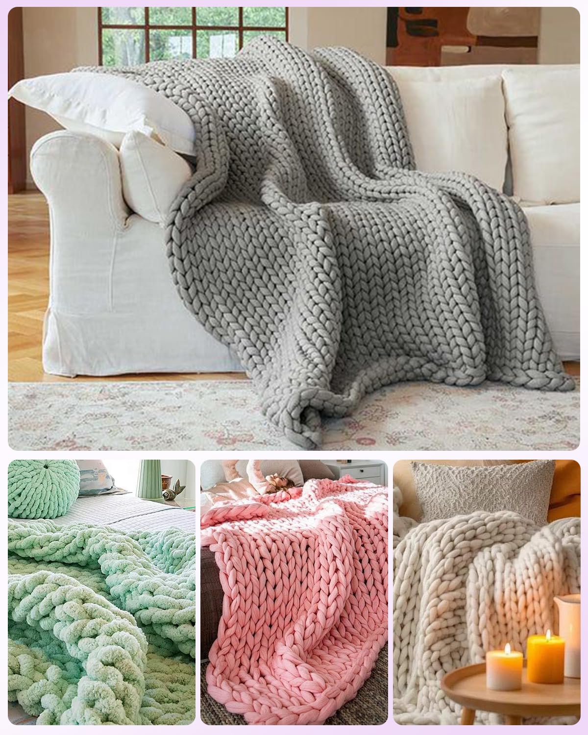 Teyeto Adjustable Chunky Blanket Looms Kit - DIY Wooden Knitting Board for Hand Woven Throws. All-in-One Weaving Starter Set with Plush Yarn, Snag-Free Pegs & Instructions for Beginners