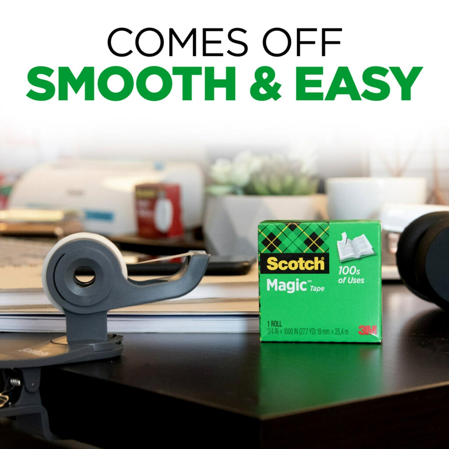 Scotch Magic Tape Desktop Dispenser, 6 Rolls of 3/4" x 1000" Each Plus 1 Desktop Tape Dispenser, Great for Repair, Wrapping and Office Applications