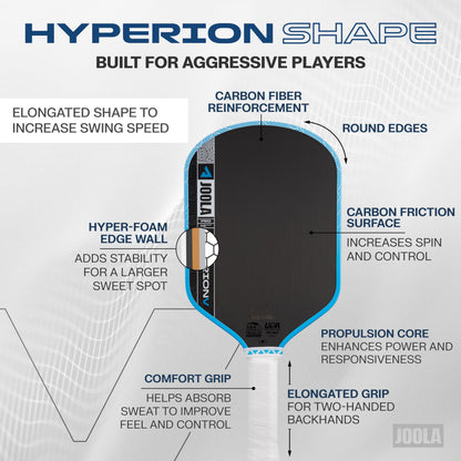 JOOLA Pro V Pickleball Paddle - 14mm/16mm - Raw Carbon Fiber Textured Surface - Enhanced Frame & Propulsion Core, USAPA & UPA-A Certified, NFC Chip Enabled, Premium Control & Lightweight Performance