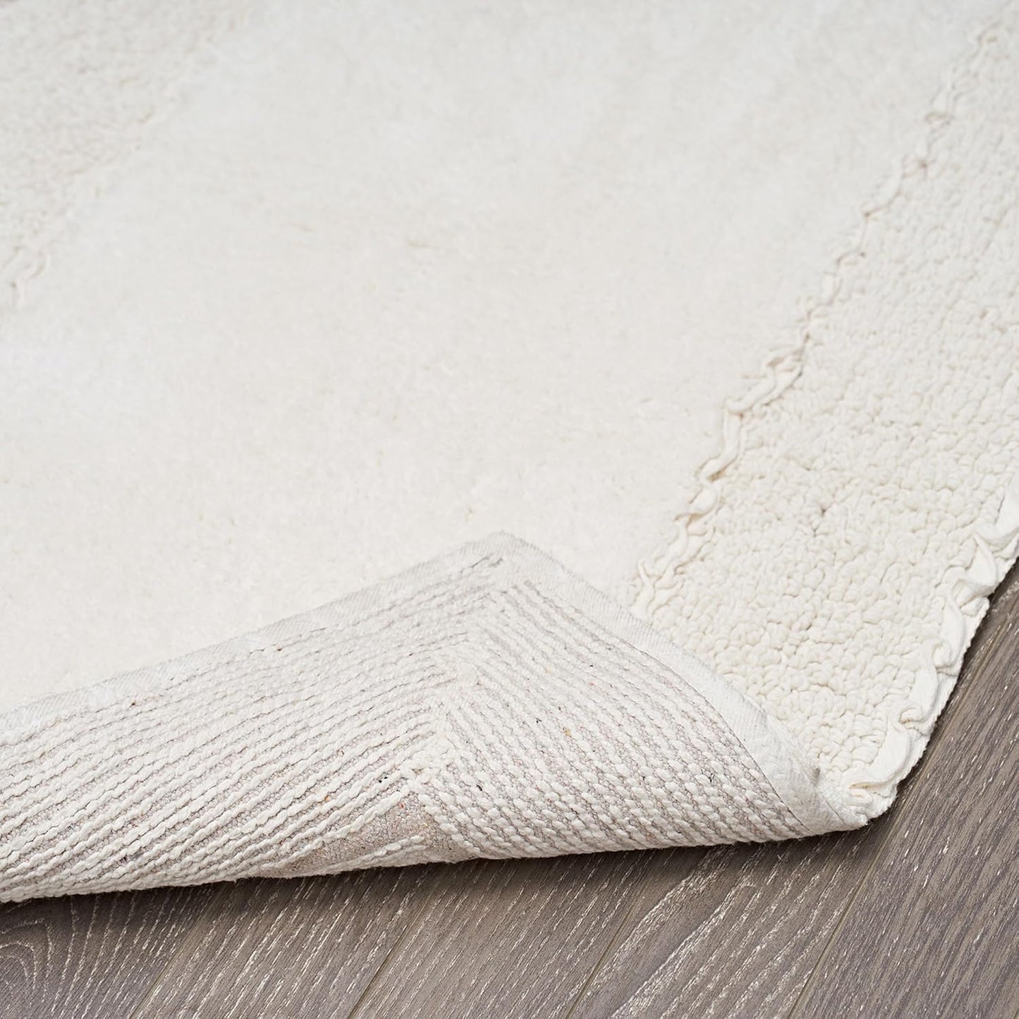 Laura Ashley Ruffle Cotton Bath Rug Set, 2-Piece, Ivory